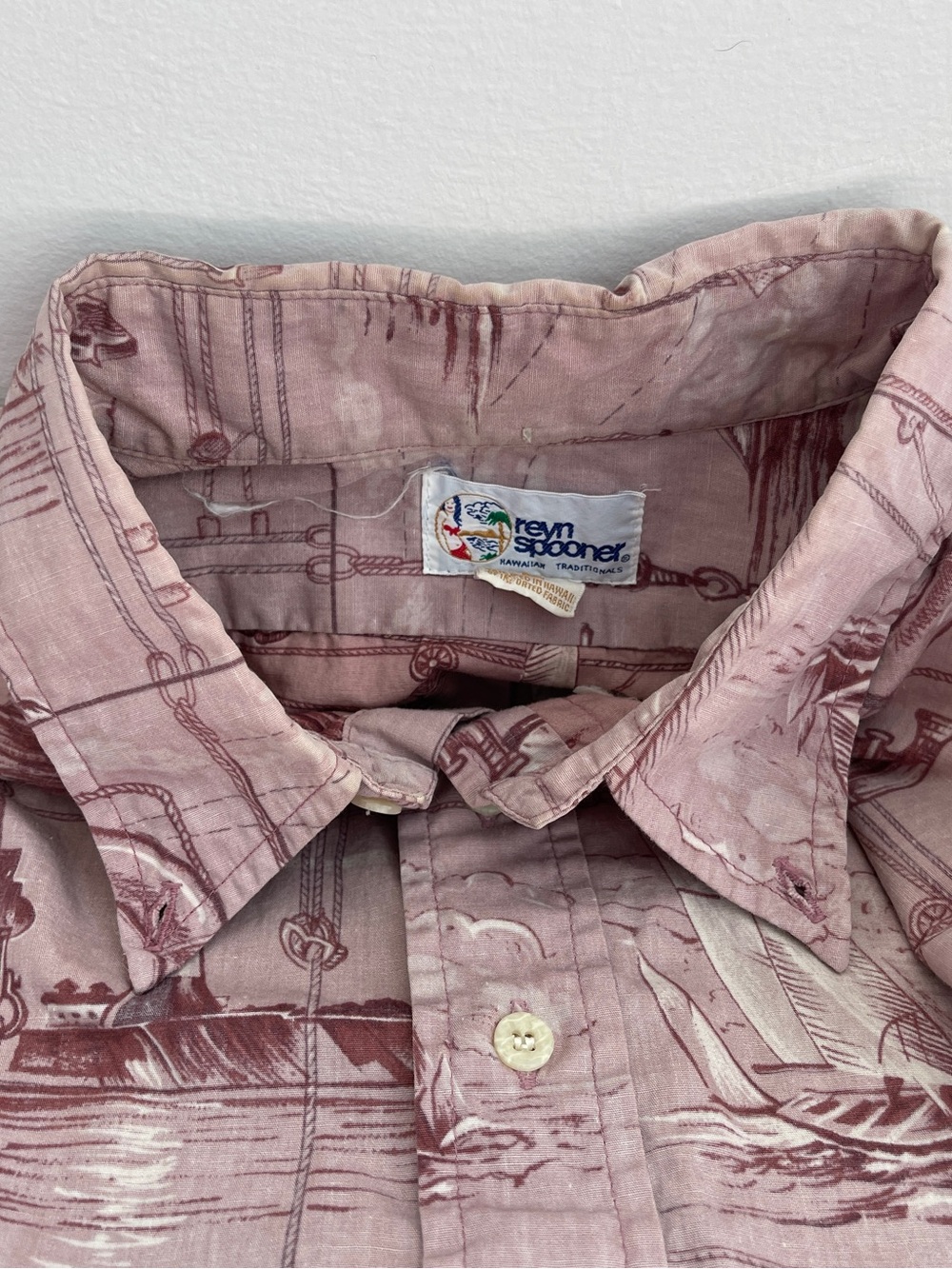Vintage reyn spooner Mauve Pink Short-Sleeve Hawaiian Button Down Shirt